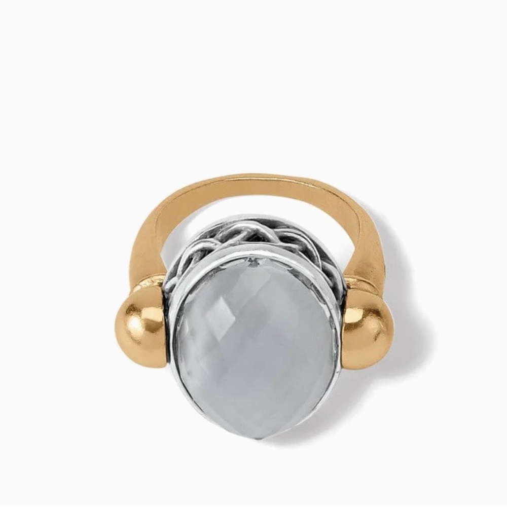 Brighton Two-Tone Gold & Silver Ring with Gray Faceted Stone